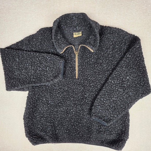 CB Sports Other - Vintage CB Sports Mens Sherpa Fleece Quarter Zip Pullover Charcoal Gray USA Made